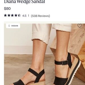 Toms Black Vegan Wedge Sandal